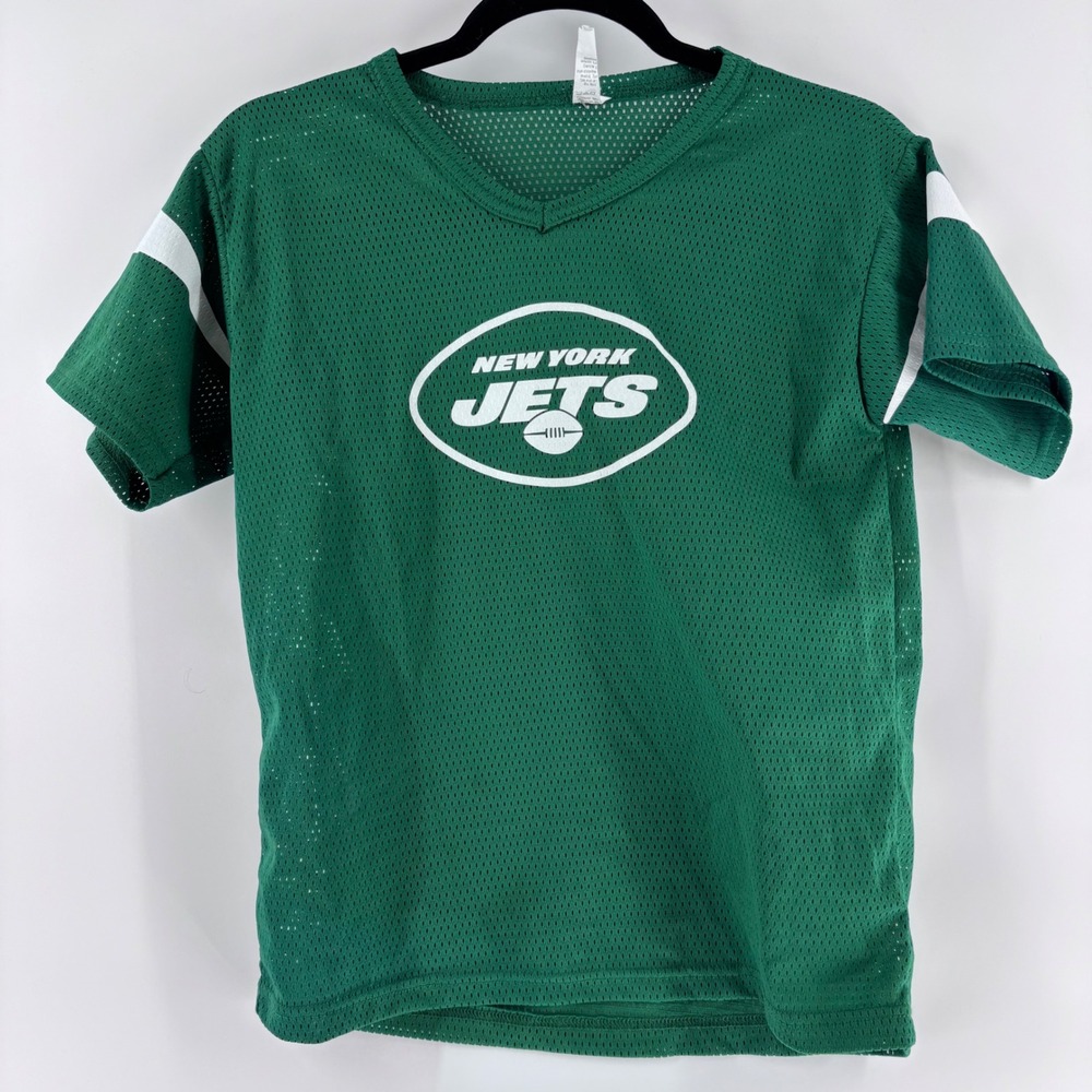 Franklin New York Jets Jersey Womens Medium Green Mesh V-Neck NFL Fan Gear VTG